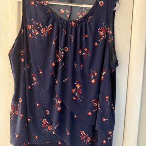 Roz & Ali Women's Sleeveless Floral Blouse with Tiered Design Size 2X